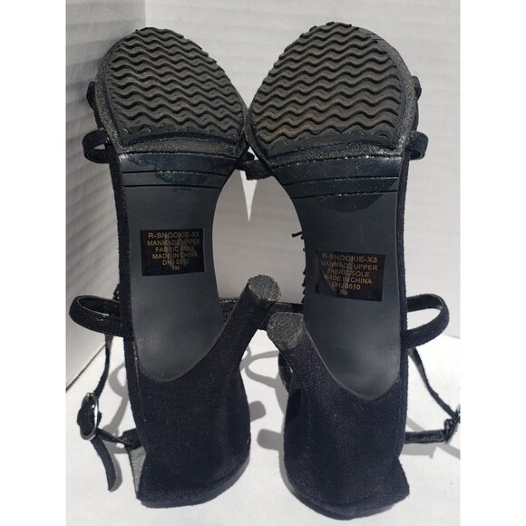 Nine West Black Strappy High Heels Size 7M w/Beaded Accents EUC R-SNOOKIE-X3 - Picture 8 of 10